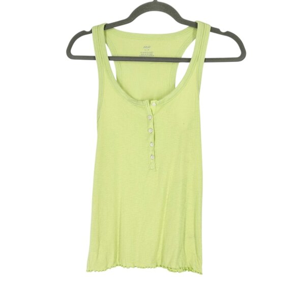 NWT Aerie Button Front Ribbed Henley Tank Top - Picture 1 of 6